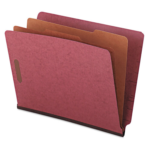 UNV10315 - Universal - Red Pressboard End Tab Classification Folders, 2&quot; Expansion, 2 Dividers, 6 Fasteners, Letter Size, Red Exterior, 10/Box