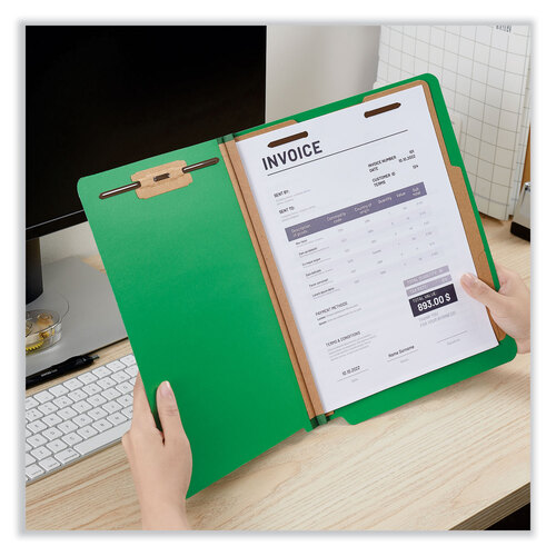 UNV10317 - Universal - Deluxe Six-Section Pressboard End Tab Classification Folders, 2 Dividers, 6 Fasteners, Letter Size, Green, 10/Box