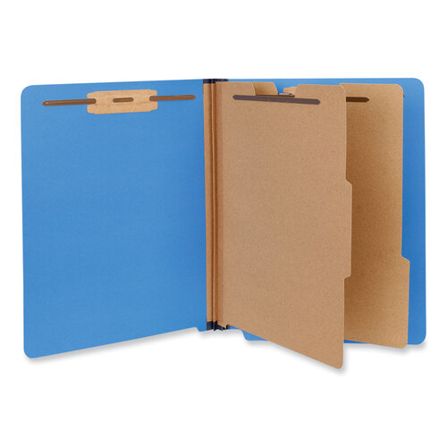 UNV10318 - Universal - Deluxe Six-Section Pressboard End Tab Classification Folders, 2 Dividers, 6 Fasteners, Letter Size, Cobalt Blue, 10/Box