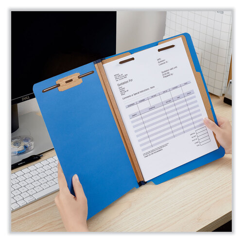 UNV10318 - Universal - Deluxe Six-Section Pressboard End Tab Classification Folders, 2 Dividers, 6 Fasteners, Letter Size, Cobalt Blue, 10/Box