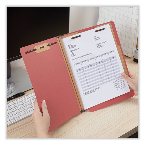 UNV10320 - Universal - Deluxe Six-Section Pressboard End Tab Classification Folders, 2 Dividers, 6 Fasteners, Letter Size, Bright Red, 10/Box