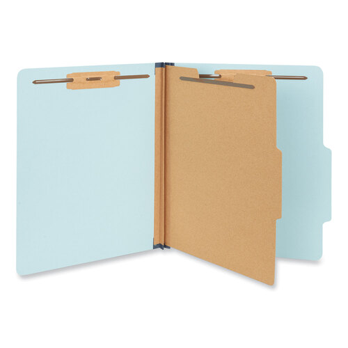 UNV10404 - Universal - Four-Section Pressboard Classification Folders, 1.75&quot; Expansion, 1 Divider, 4 Fasteners, Letter Size, Light Blue, 20/Box