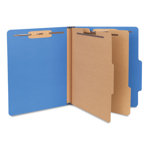 UNV10410 - Universal - Six-Section Pressboard Classification Folders, 2.5&quot; Expansion, 2 Dividers, 6 Fasteners, Letter Size, Blue, 10/Box