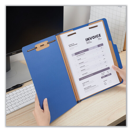 UNV10410 - Universal - Six-Section Pressboard Classification Folders, 2.5&quot; Expansion, 2 Dividers, 6 Fasteners, Letter Size, Blue, 10/Box