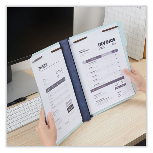 UNV10415 - Universal - Top Tab Classification Folders, 1&quot; Expansion, 2 Fasteners, Letter Size, Light Blue Exterior, 25/Box