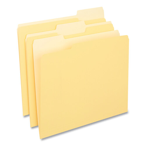 UNV10504 - Universal - Deluxe Colored Top Tab File Folders, 1/3-Cut Tabs: Assorted, Letter Size, Yellow/Light Yellow, 100/Box