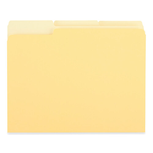 UNV10504 - Universal - Deluxe Colored Top Tab File Folders, 1/3-Cut Tabs: Assorted, Letter Size, Yellow/Light Yellow, 100/Box
