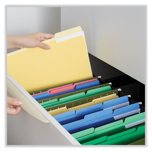 UNV10504 - Universal - Deluxe Colored Top Tab File Folders, 1/3-Cut Tabs: Assorted, Letter Size, Yellow/Light Yellow, 100/Box