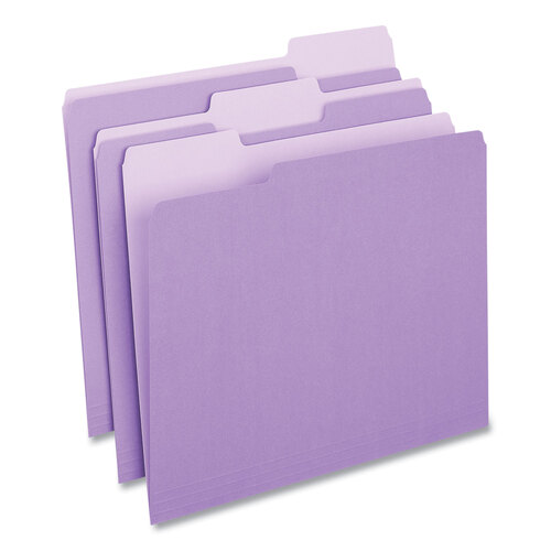 UNV10505 - Universal - Deluxe Colored Top Tab File Folders, 1/3-Cut Tabs: Assorted, Letter Size, Violet/Light Violet, 100/Box