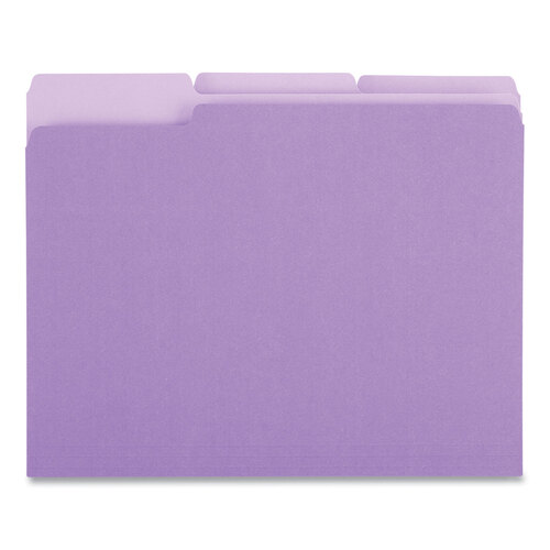 UNV10505 - Universal - Deluxe Colored Top Tab File Folders, 1/3-Cut Tabs: Assorted, Letter Size, Violet/Light Violet, 100/Box