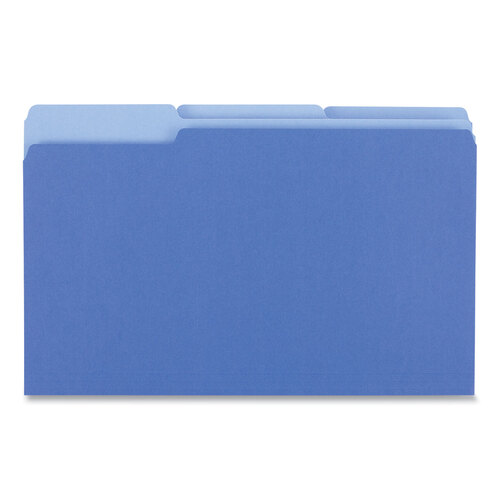 UNV10521 - Universal - Deluxe Colored Top Tab File Folders, 1/3-Cut Tabs: Assorted, Legal Size, Blue/Light Blue, 100/Box