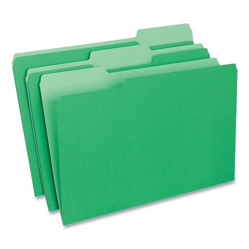 UNV10522 - Universal - Deluxe Colored Top Tab File Folders, 1/3-Cut Tabs: Assorted, Legal Size, Bright Green/Light Green, 100/Box