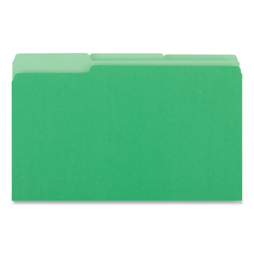 UNV10522 - Universal - Deluxe Colored Top Tab File Folders, 1/3-Cut Tabs: Assorted, Legal Size, Bright Green/Light Green, 100/Box