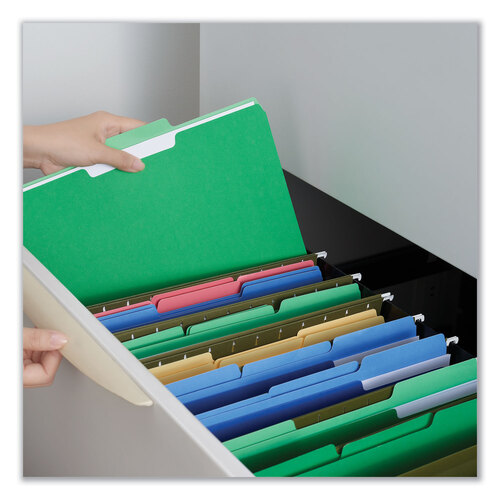 UNV10522 - Universal - Deluxe Colored Top Tab File Folders, 1/3-Cut Tabs: Assorted, Legal Size, Bright Green/Light Green, 100/Box