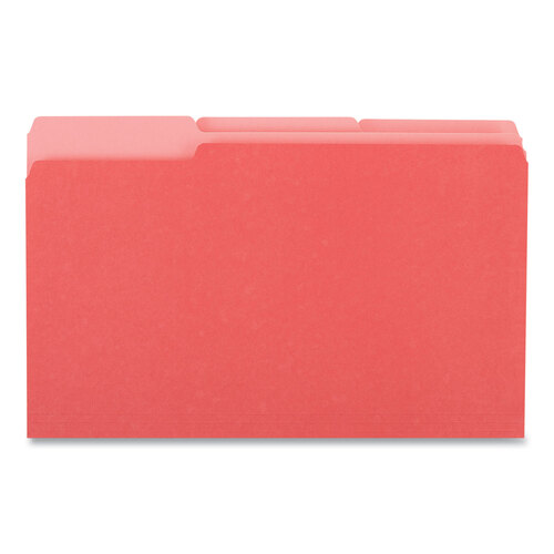 UNV10523 - Universal - Deluxe Colored Top Tab File Folders, 1/3-Cut Tabs: Assorted, Legal Size, Red/Light Red, 100/Box