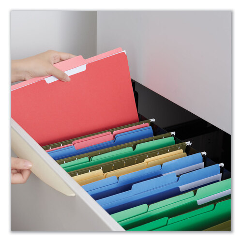 UNV10523 - Universal - Deluxe Colored Top Tab File Folders, 1/3-Cut Tabs: Assorted, Legal Size, Red/Light Red, 100/Box