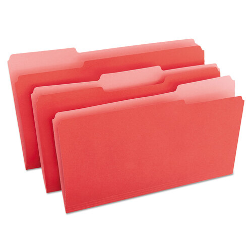 UNV10523 - Universal - Deluxe Colored Top Tab File Folders, 1/3-Cut Tabs: Assorted, Legal Size, Red/Light Red, 100/Box