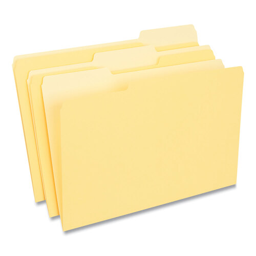 UNV10524 - Universal - Deluxe Colored Top Tab File Folders, 1/3-Cut Tabs: Assorted, Legal Size, Yellow/Light Yellow, 100/Box