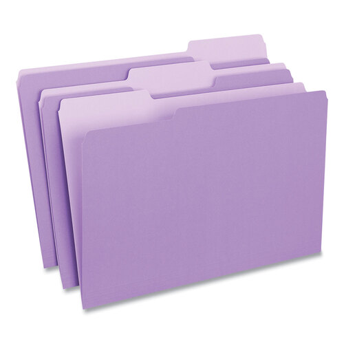 UNV10525 - Universal - Deluxe Colored Top Tab File Folders, 1/3-Cut Tabs: Assorted, Legal Size, Violet/Light Violet, 100/Box
