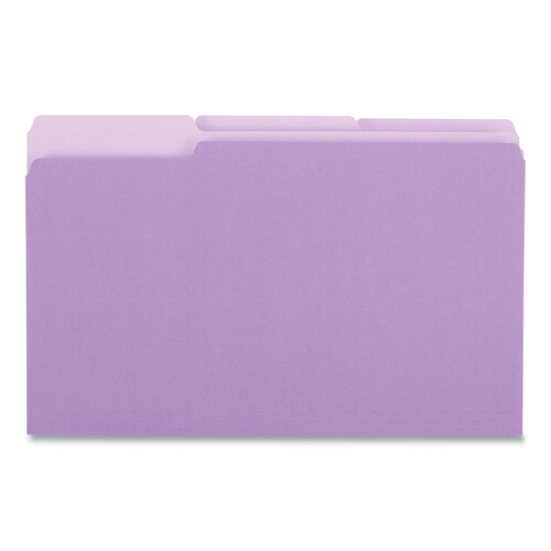 UNV10525 - Universal - Deluxe Colored Top Tab File Folders, 1/3-Cut Tabs: Assorted, Legal Size, Violet/Light Violet, 100/Box