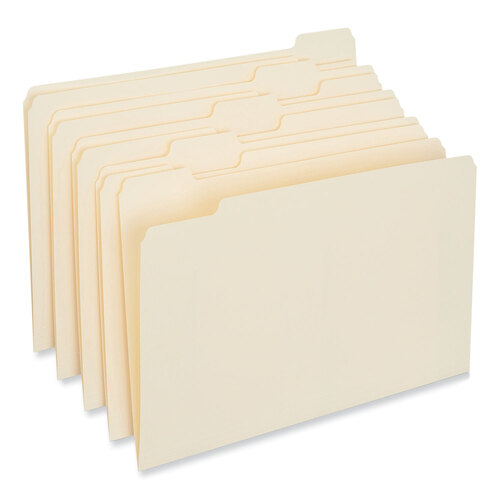 UNV12115 - Universal - Top Tab File Folders, 1/5-Cut Tabs: Assorted, Letter Size, 0.75&quot; Expansion, Manila, 100/Box