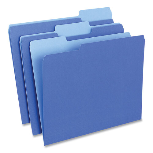UNV12301 - Universal - Interior File Folders, 1/3-Cut Tabs: Assorted, Letter Size, 11-pt Stock, Blue, 100/Box