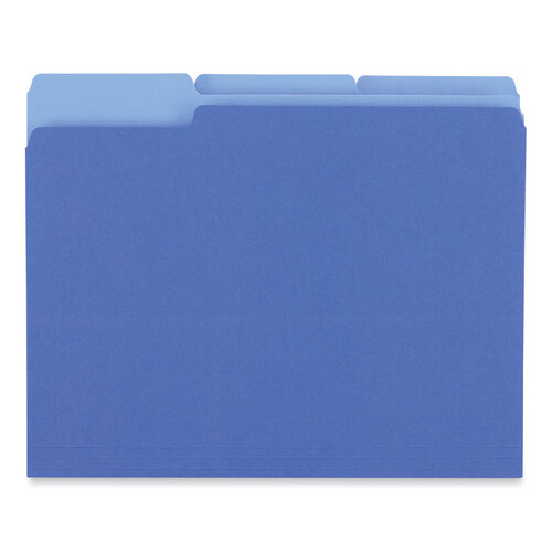 UNV12301 - Universal - Interior File Folders, 1/3-Cut Tabs: Assorted, Letter Size, 11-pt Stock, Blue, 100/Box