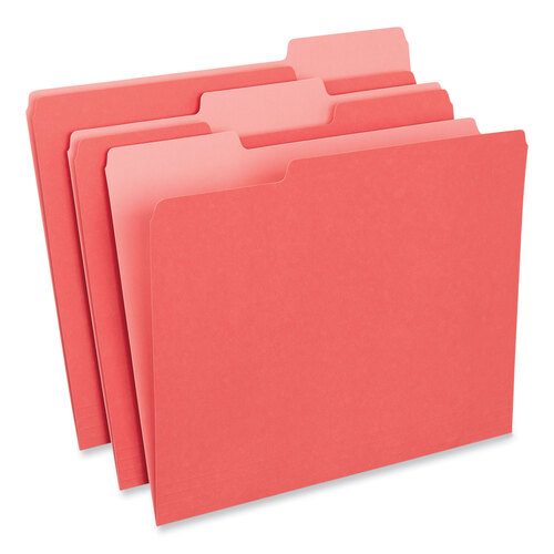 UNV12303 - Universal - Interior File Folders, 1/3-Cut Tabs: Assorted, Letter Size, 11-pt Stock, Red, 100/Box