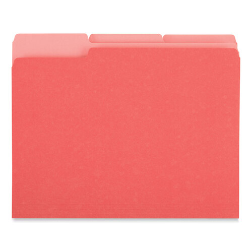 UNV12303 - Universal - Interior File Folders, 1/3-Cut Tabs: Assorted, Letter Size, 11-pt Stock, Red, 100/Box