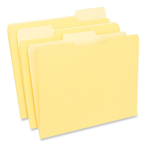 UNV12304 - Universal - Interior File Folders, 1/3-Cut Tabs: Assorted, Letter Size, 11-pt Stock, Yellow, 100/Box