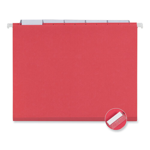 UNV14118 - Universal - Deluxe Bright Color Hanging File Folders, Letter Size, 1/5-Cut Tabs, Red, 25/Box