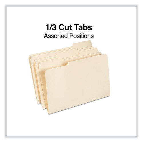 UNV15113 - Universal - Top Tab File Folders, 1/3-Cut Tabs: Assorted, Legal Size, 0.75&quot; Expansion, Manila, 100/Box