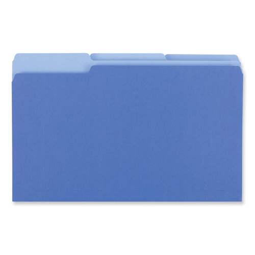 UNV15301 - Universal - Interior File Folders, 1/3-Cut Tabs: Assorted, Legal Size, 11-pt Stock, Blue, 100/Box