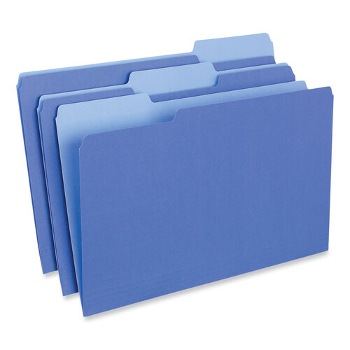 UNV15301 - Universal - Interior File Folders, 1/3-Cut Tabs: Assorted, Legal Size, 11-pt Stock, Blue, 100/Box