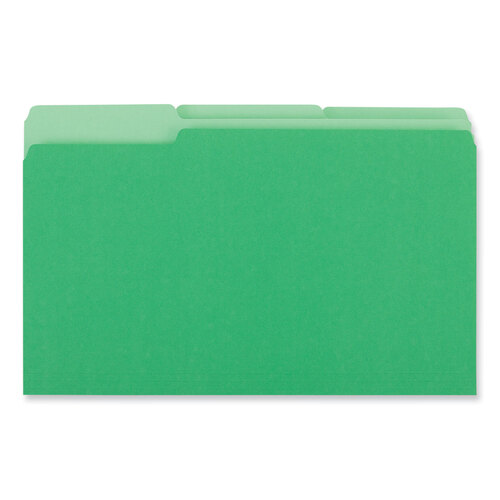 UNV15302 - Universal - Interior File Folders, 1/3-Cut Tabs: Assorted, Legal Size, 11-pt Stock, Green, 100/Box