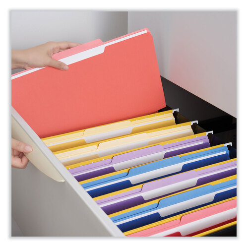 UNV15303 - Universal - Interior File Folders, 1/3-Cut Tabs: Assorted, Legal Size, 11-pt Stock, Red, 100/Box
