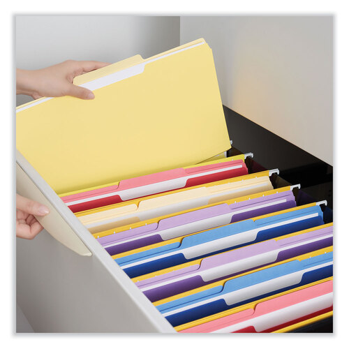 UNV15304 - Universal - Interior File Folders, 1/3-Cut Tabs: Assorted, Legal Size, 11-pt Stock, Yellow, 100/Box