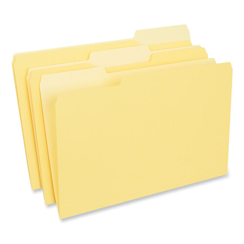 UNV15304 - Universal - Interior File Folders, 1/3-Cut Tabs: Assorted, Legal Size, 11-pt Stock, Yellow, 100/Box