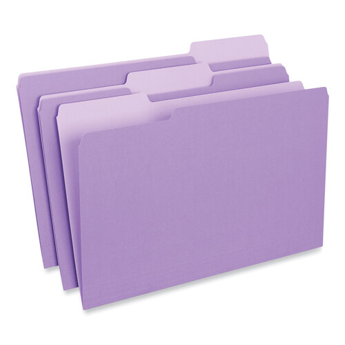 UNV15305 - Universal - Interior File Folders, 1/3-Cut Tabs: Assorted, Legal Size, 11-pt Stock, Violet, 100/Box