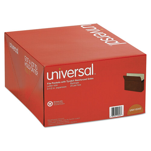 UNV15343 - Universal - Redrope Expanding File Pockets, 3.5&quot; Expansion, Letter Size, Redrope, 25/Box