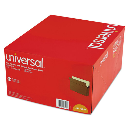 UNV15343 - Universal - Redrope Expanding File Pockets, 3.5&quot; Expansion, Letter Size, Redrope, 25/Box