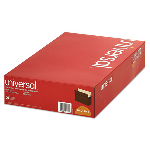 UNV15363 - Universal - Redrope Expanding File Pockets, 5.25&quot; Expansion, Legal Size, Redrope, 10/Box