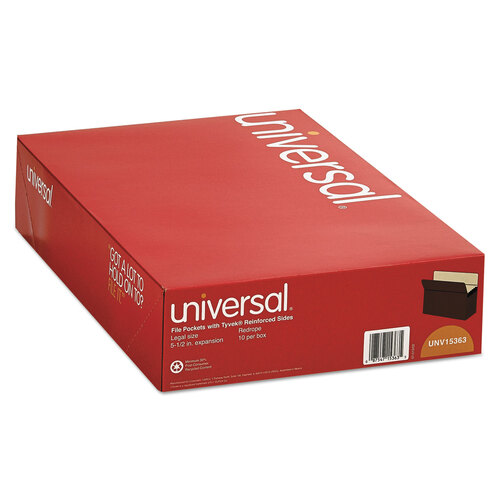 UNV15363 - Universal - Redrope Expanding File Pockets, 5.25&quot; Expansion, Legal Size, Redrope, 10/Box