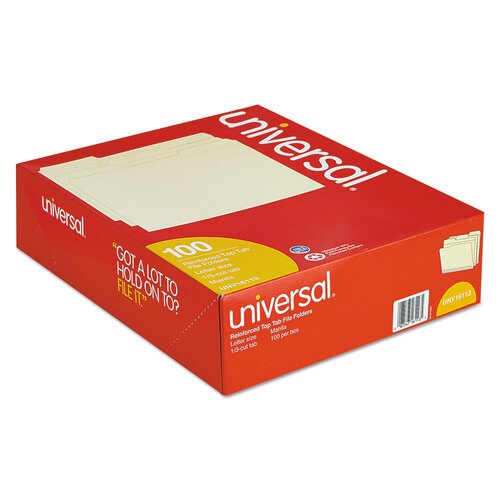 UNV16113 - Universal - Double-Ply Top Tab Manila File Folders, 1/3-Cut Tabs: Assorted, Letter Size, 0.75&quot; Expansion, Manila, 100/Box