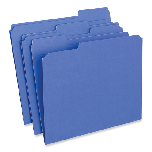 UNV16161 - Universal - Reinforced Top-Tab File Folders, 1/3-Cut Tabs: Assorted, Letter Size, 1&quot; Expansion, Blue, 100/Box