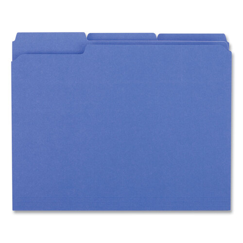 UNV16161 - Universal - Reinforced Top-Tab File Folders, 1/3-Cut Tabs: Assorted, Letter Size, 1&quot; Expansion, Blue, 100/Box