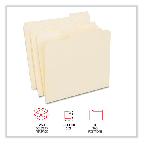 UNV18102 - Universal - Reinforced Top Tab File Folders, 1/3-Cut Tabs: Assorted, Letter Size, 0.75&quot; Expansion, Manila, 250/Carton