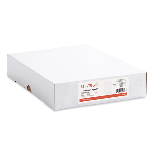 UNV19007 - Universal - Deluxe Tyvek Envelopes, #13 1/2, Square Flap, Self-Adhesive Closure, 10 x 13, White, 100/Box