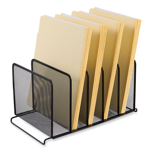 UNV20001 - Universal - Deluxe Mesh Stacking Sorter, 5 Sections, Letter to Legal Size Files, 14.63&quot; x 8.13&quot; x 7.5&quot;, Black
