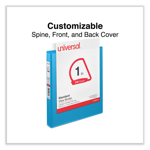 UNV20713 - Universal - Slant D-Ring View Binder, 3 Rings, 1&quot; Capacity, 11 x 8.5, Light Blue